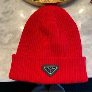 Prada Vibrant Red Knit Hat